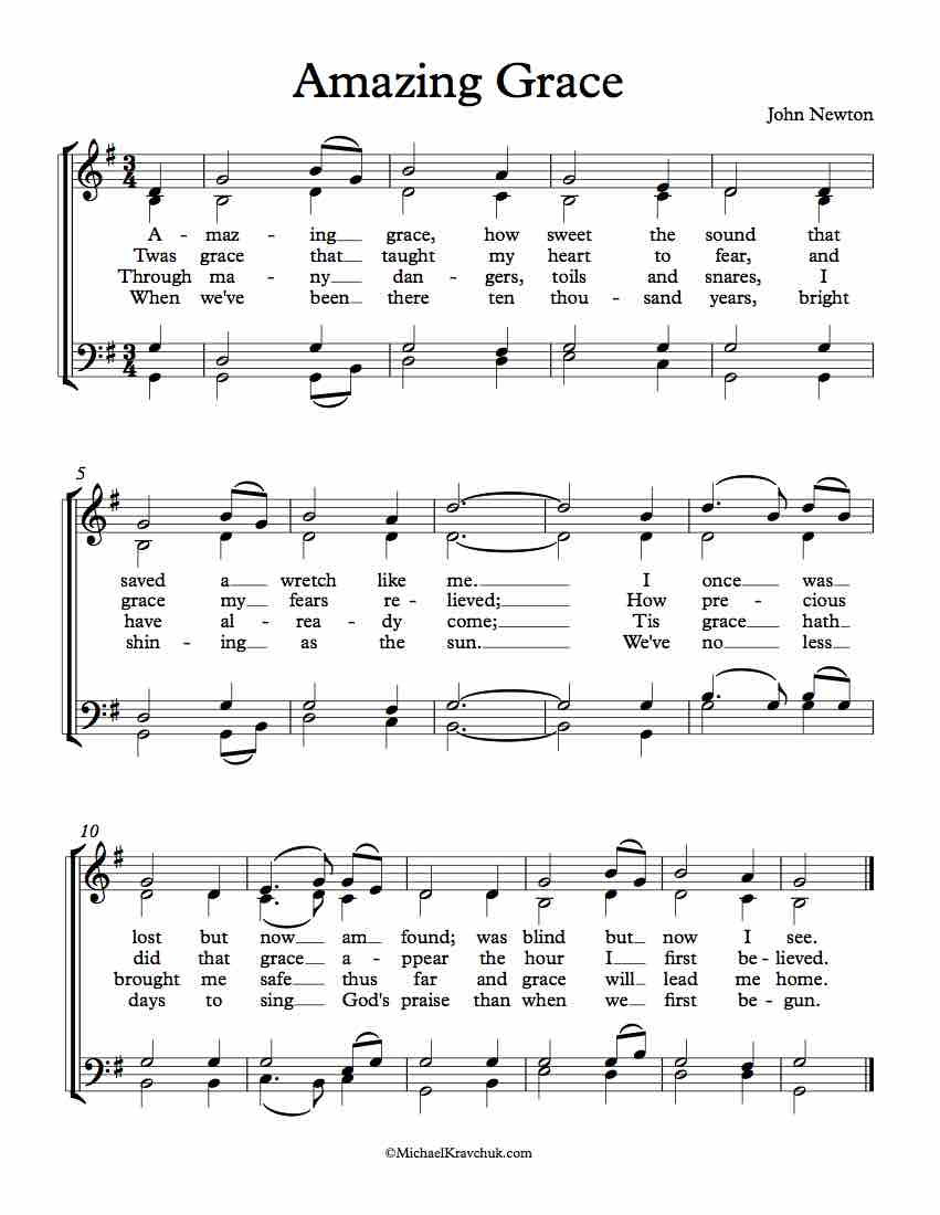 Free Choir Sheet Music Amazing Grace