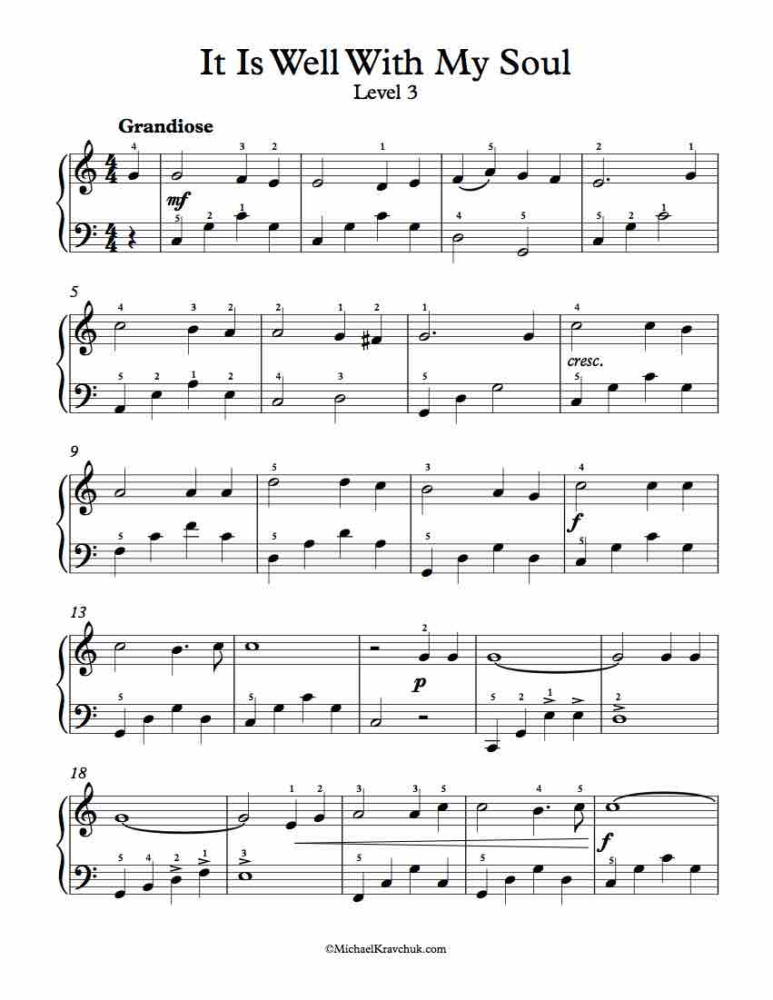 Free Piano Arrangement Sheet Music It Is Well With My Soul
