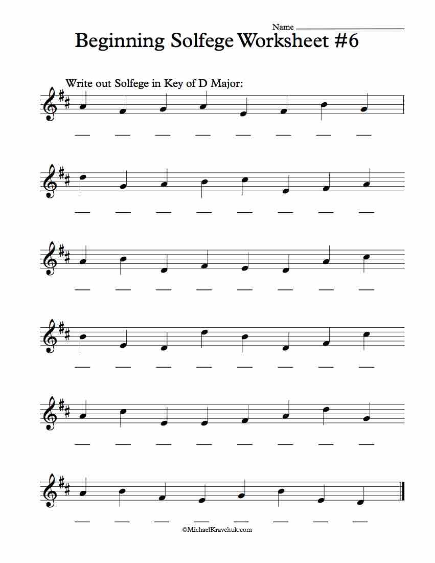 Free Solfege Worksheets for Classroom Instruction