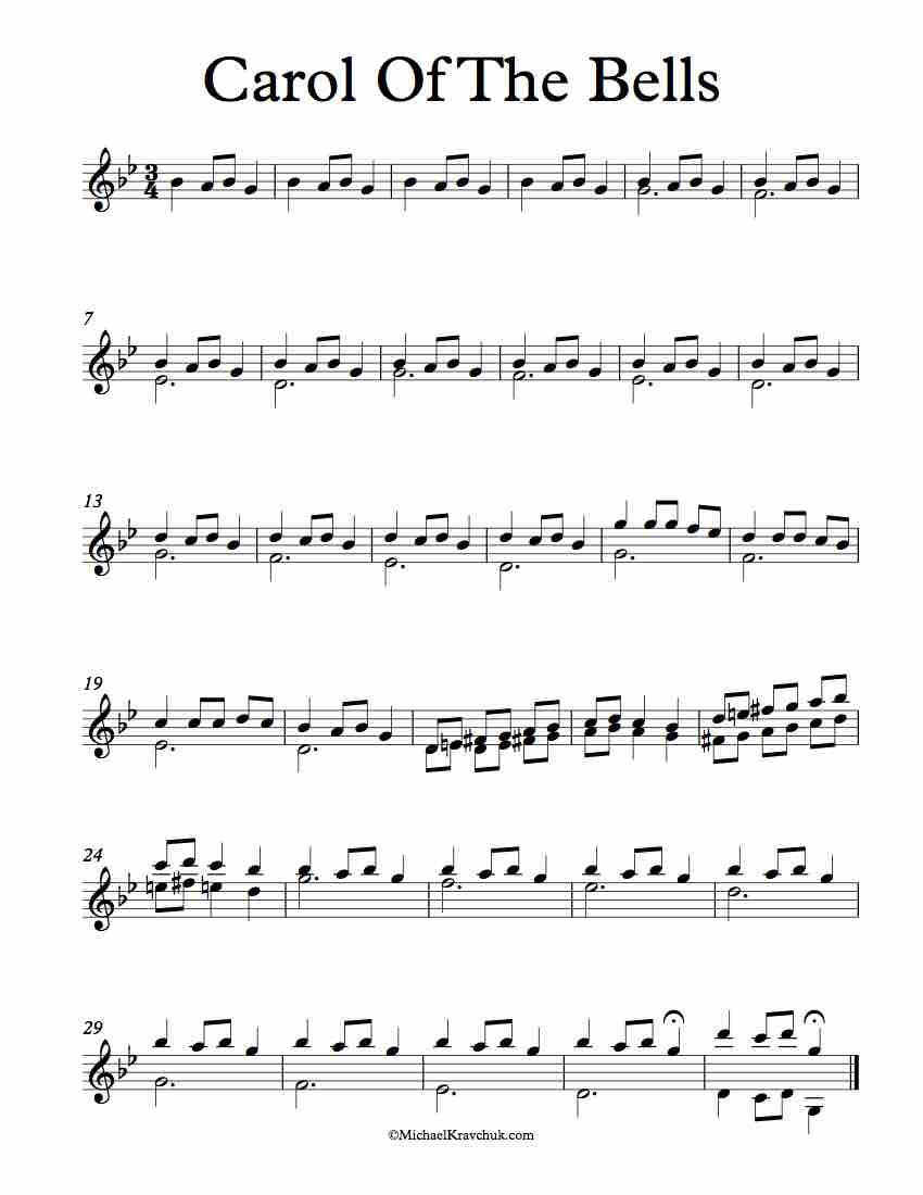 Free Violin Duet Sheet Music – Carol Of The Bells – Michael Kravchuk