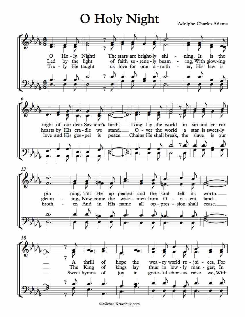 Free Choir Sheet Music O Holy Night Michael Kravchuk