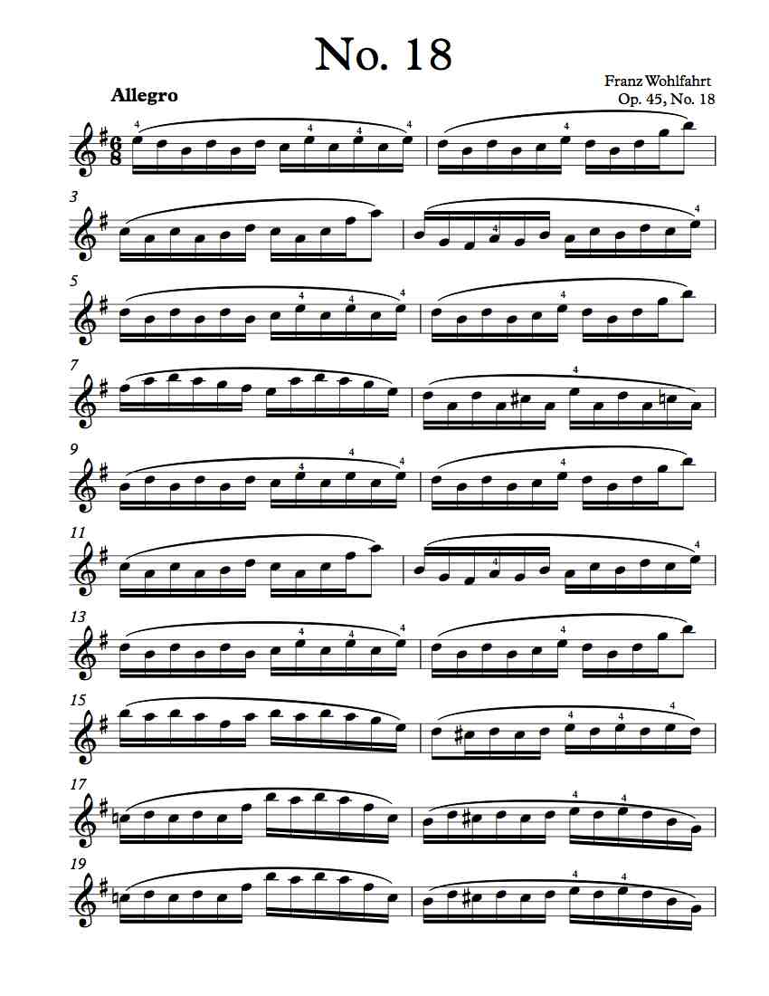 Free Violin Sheet Music – Wohlfahrt Etude Op. 45 No. 18 – Michael Kravchuk