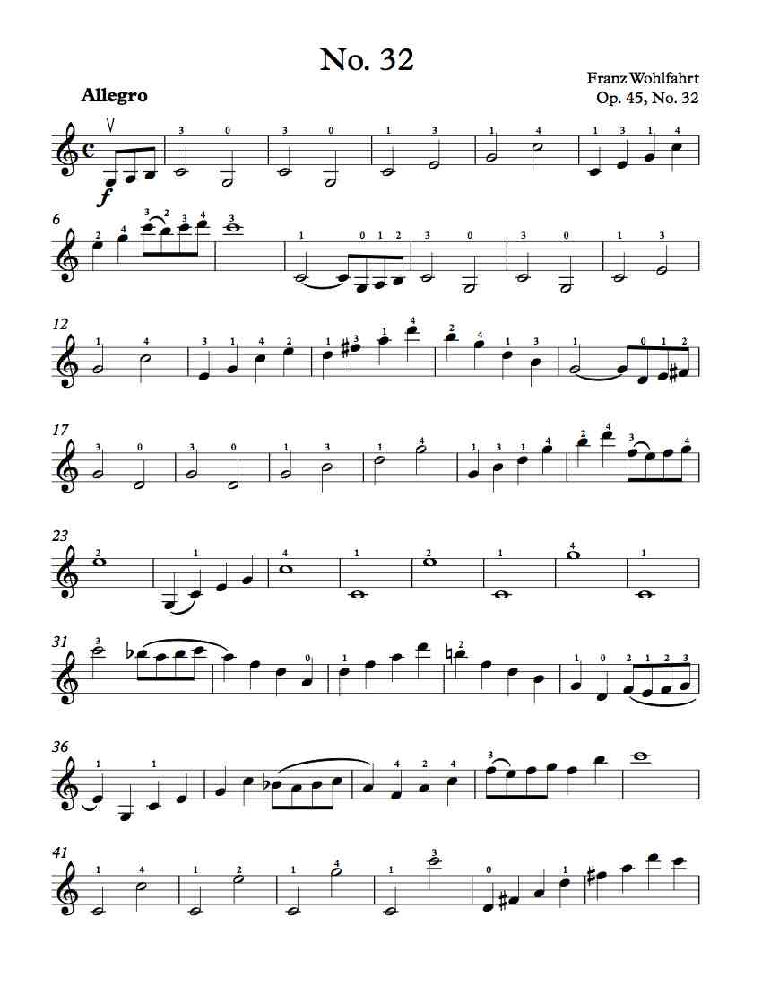 Free Violin Sheet Music – Wohlfahrt Etude Op. 45 No. 32 – Michael Kravchuk