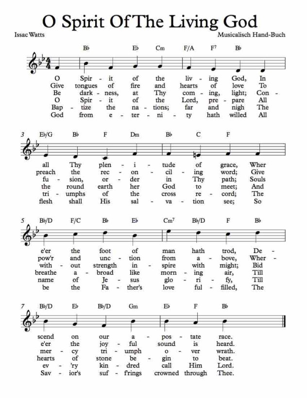 Free Lead Sheet – O Spirit Of The Living God – Michael Kravchuk