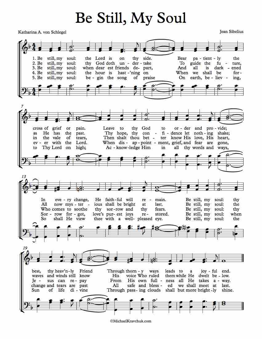 SATB Separate Voice Parts – Be Still, My Soul