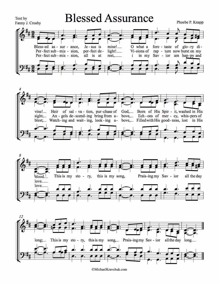 Free Choir Sheet Music - Blessed Assurance