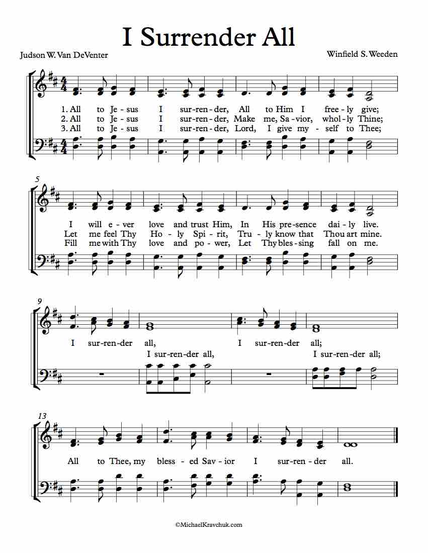 Free Choir Sheet Music - I Surrender All