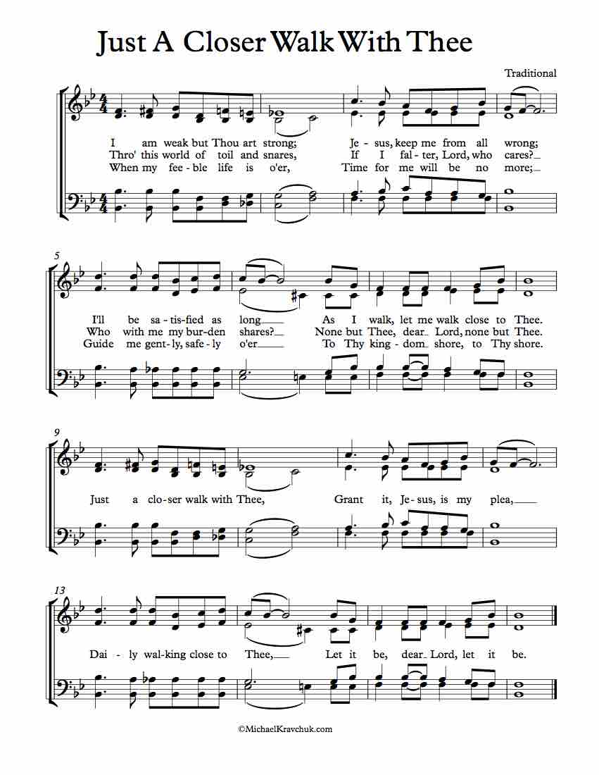 Free Choir Sheet Music - Just A Closer Walk With Thee