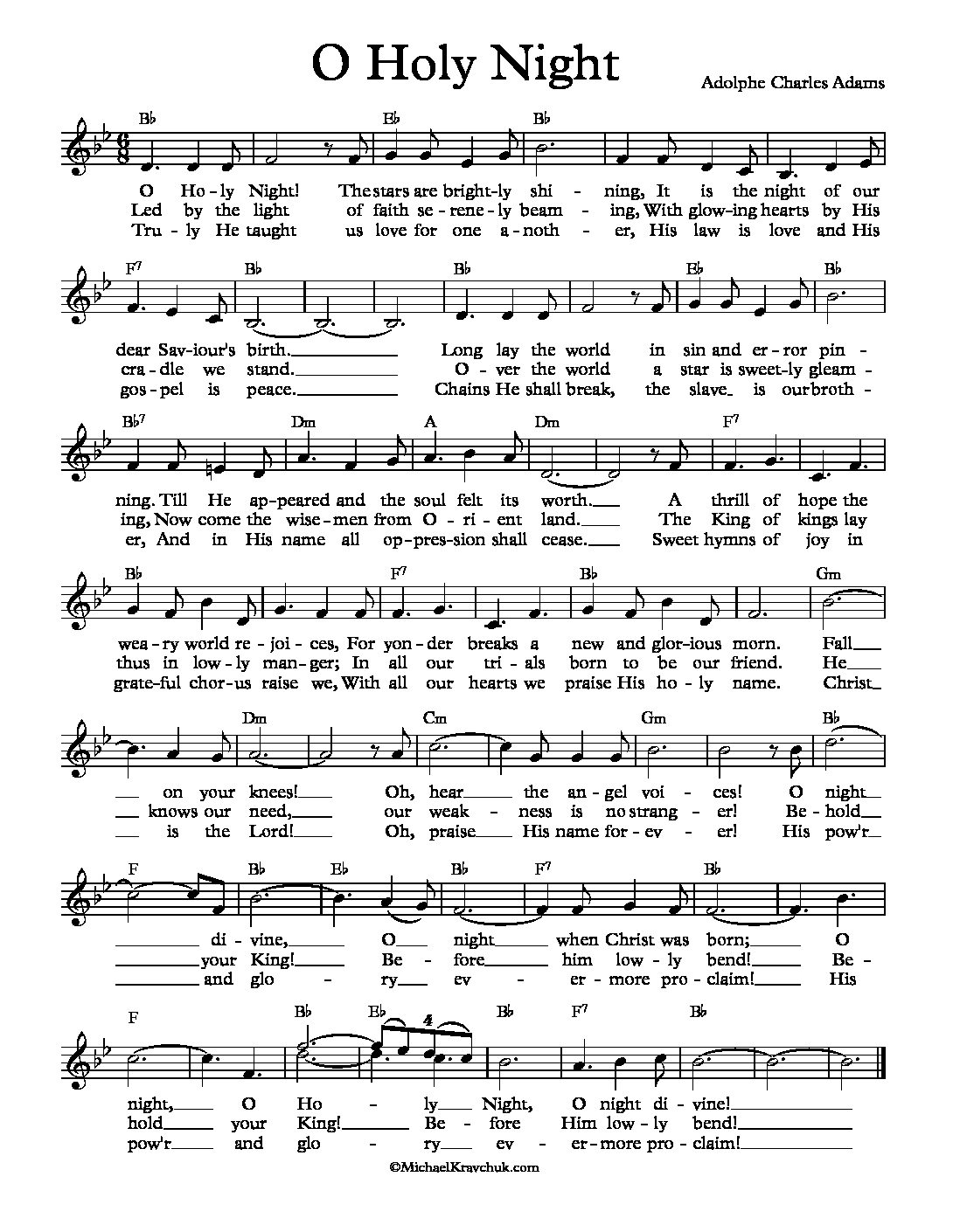 Free Lead Sheet – O Holy Night – Michael Kravchuk