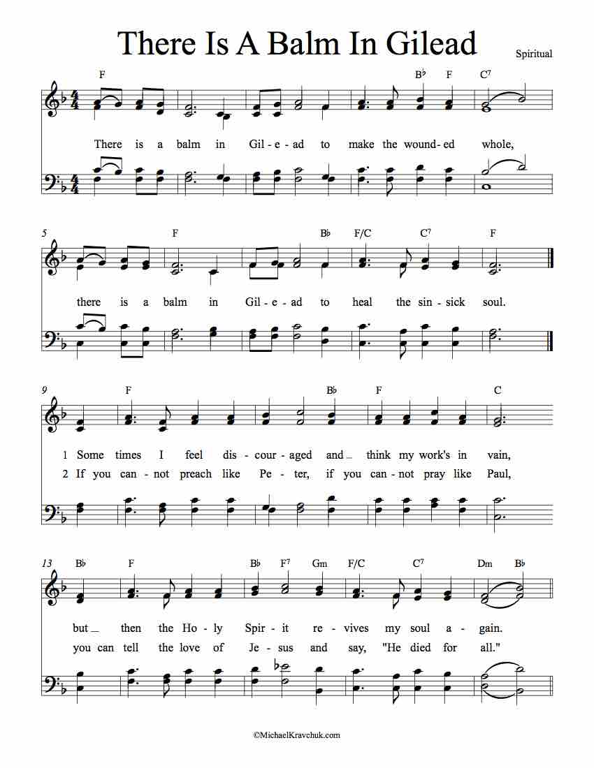Free Choir Sheet Music - There Is A Balm In Gilead