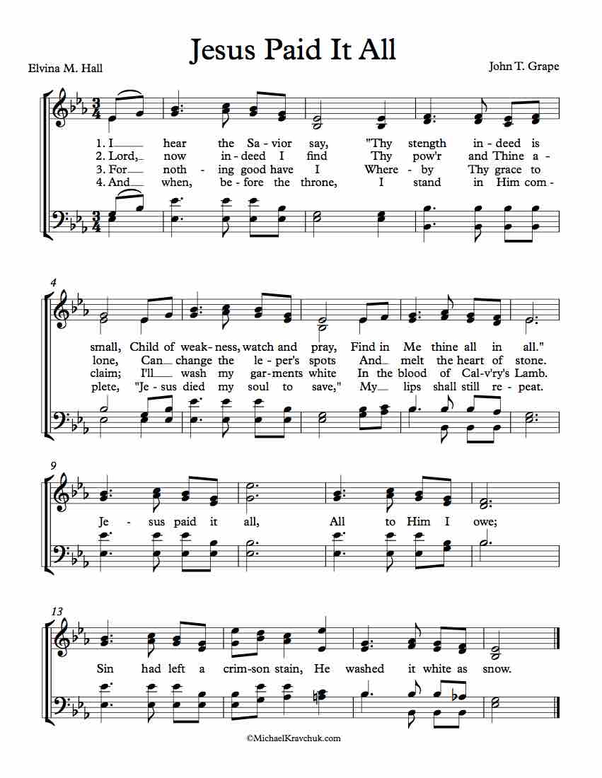 Free Choir Sheet Music - Jesus Paid It All