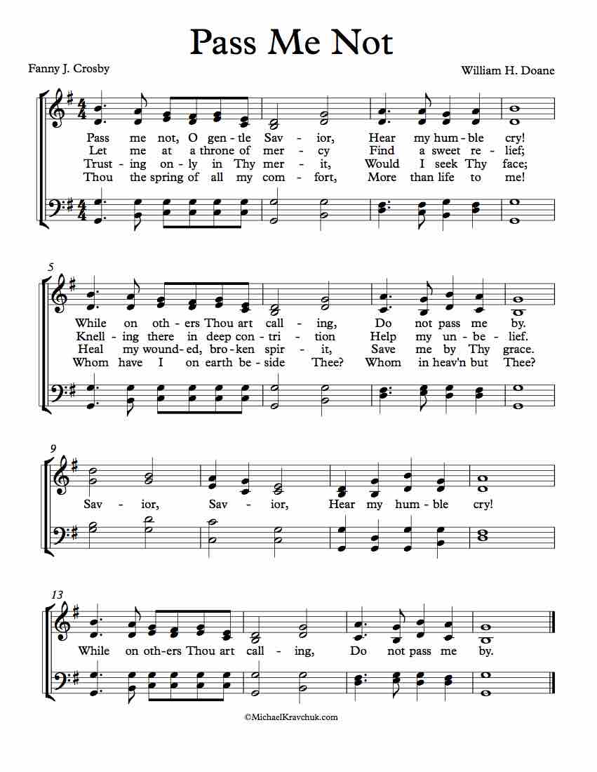 Free Choir Sheet Music - Pass Me Not