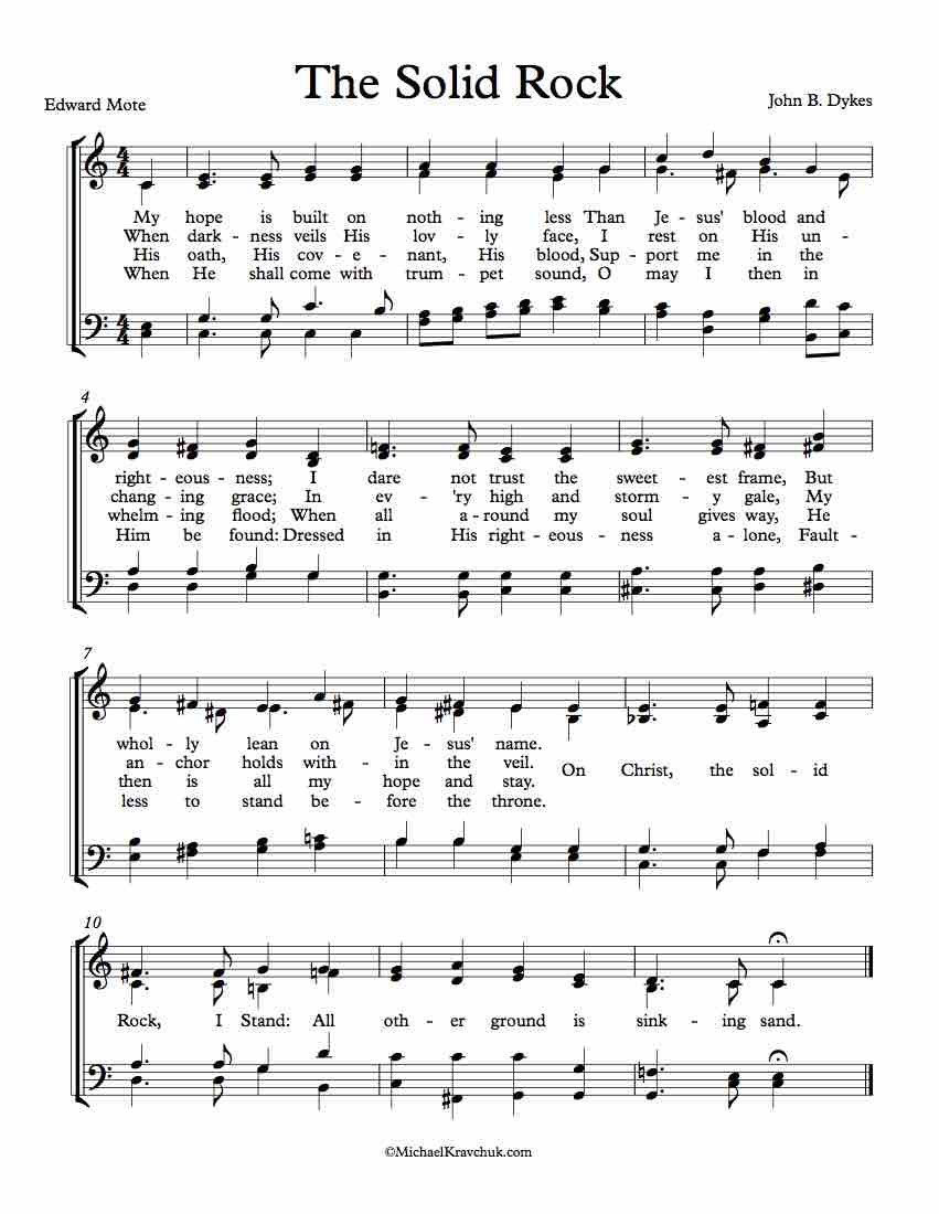 Free Choir Sheet Music - The Solid Rock (Melita)