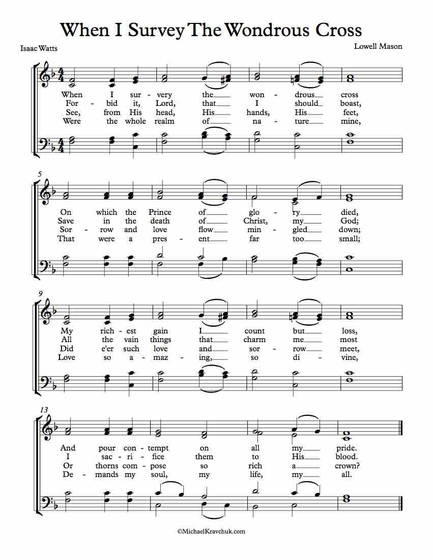 Free Choir Sheet Music - When I Survey The Wondrous Cross