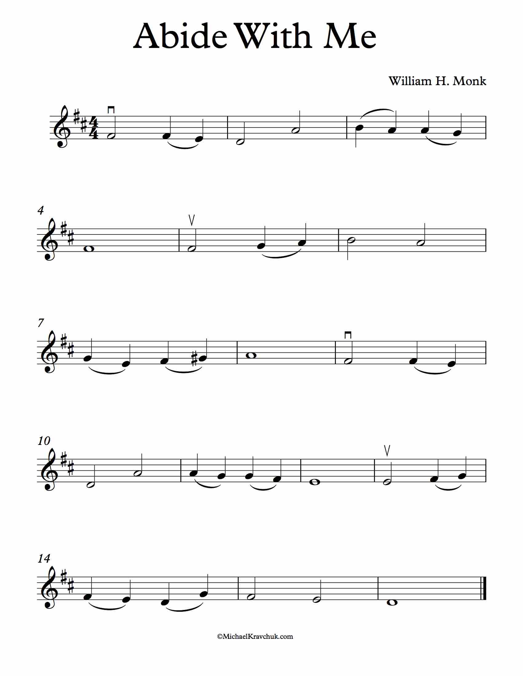 Abide With Me Sheet Music Violin D Major