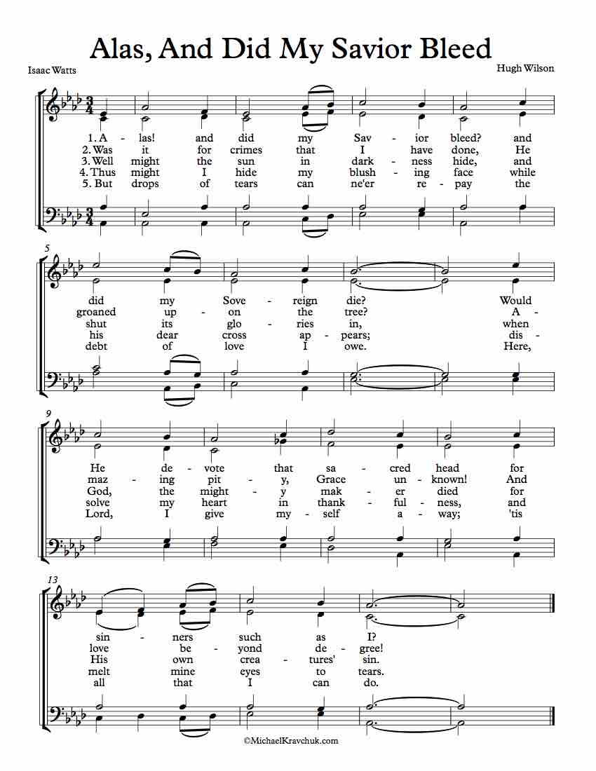 Free Choir Sheet Music - Alas, And Did My Savior Bleed