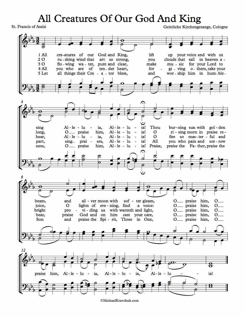 Free Choir Sheet Music - All Creatures Of Our God And King