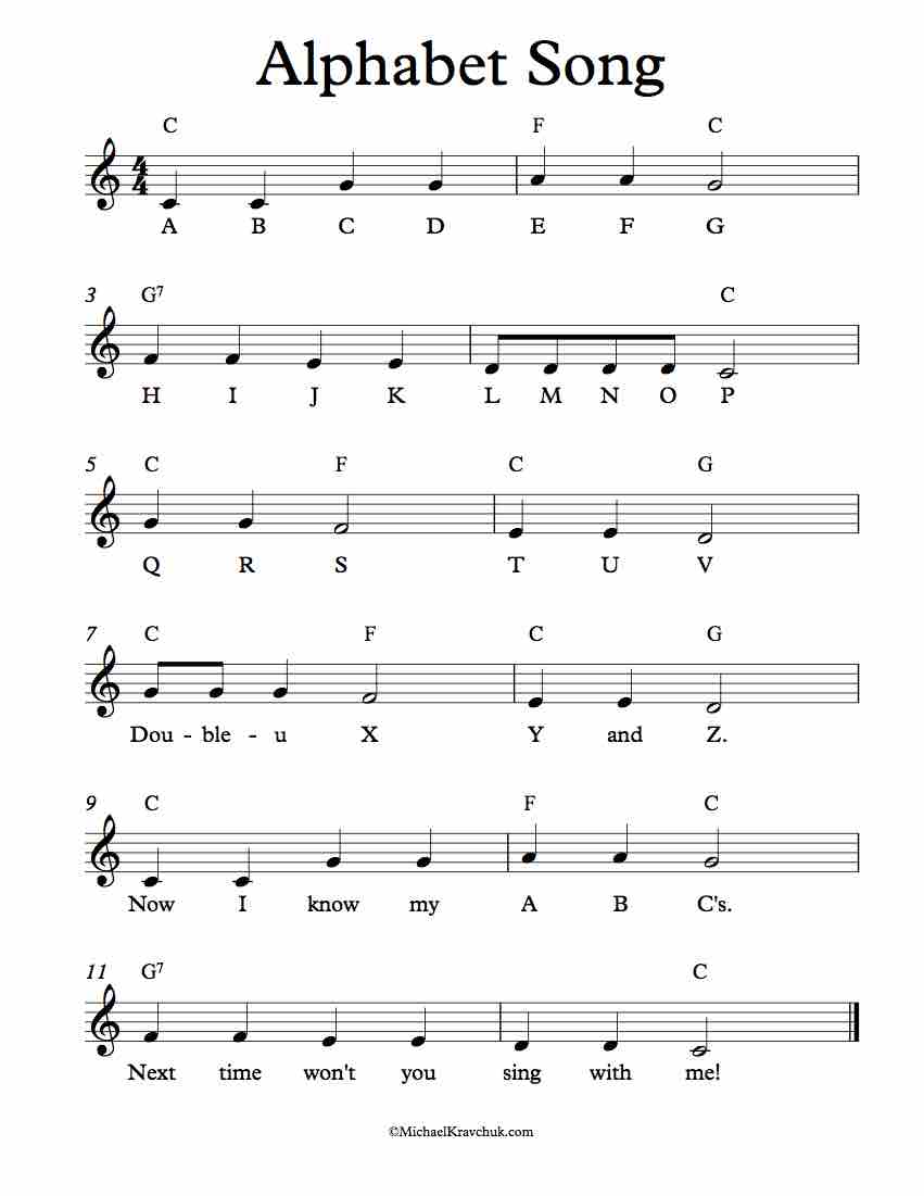 Free Lead Sheet - Alphabet Song