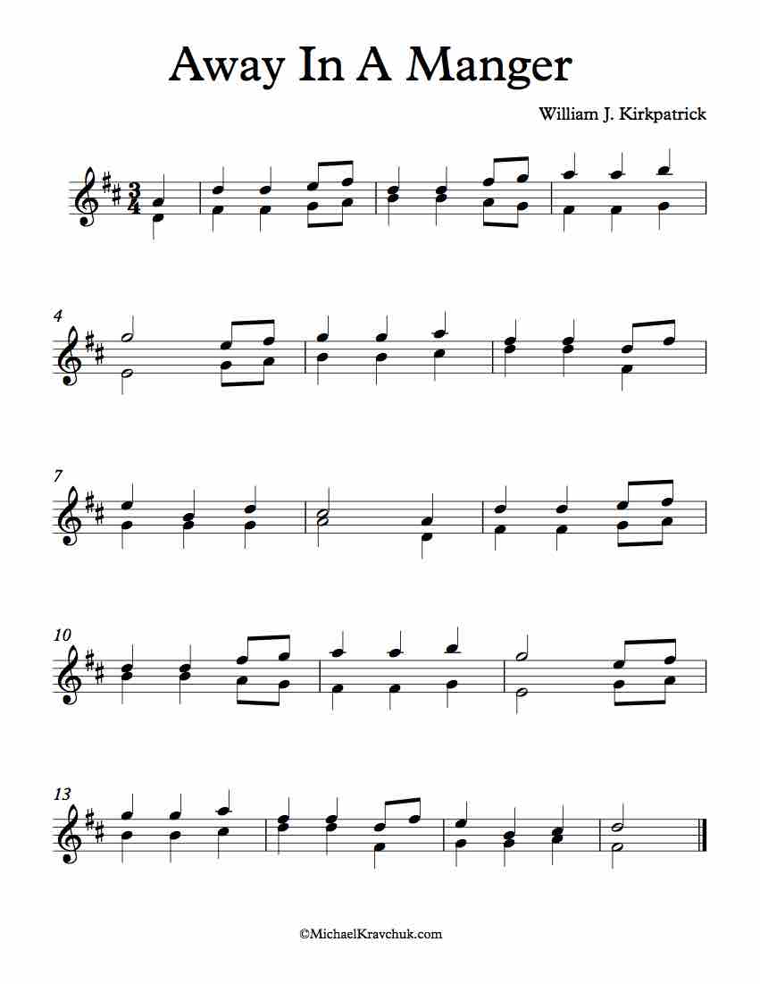 Free Violin Duet Sheet Music - Away In A Manger (Cradle Song)