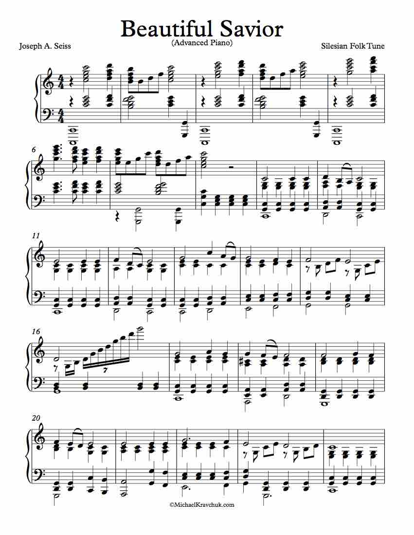 Advanced Difficulty Piano Arrangement of Beautiful Savior