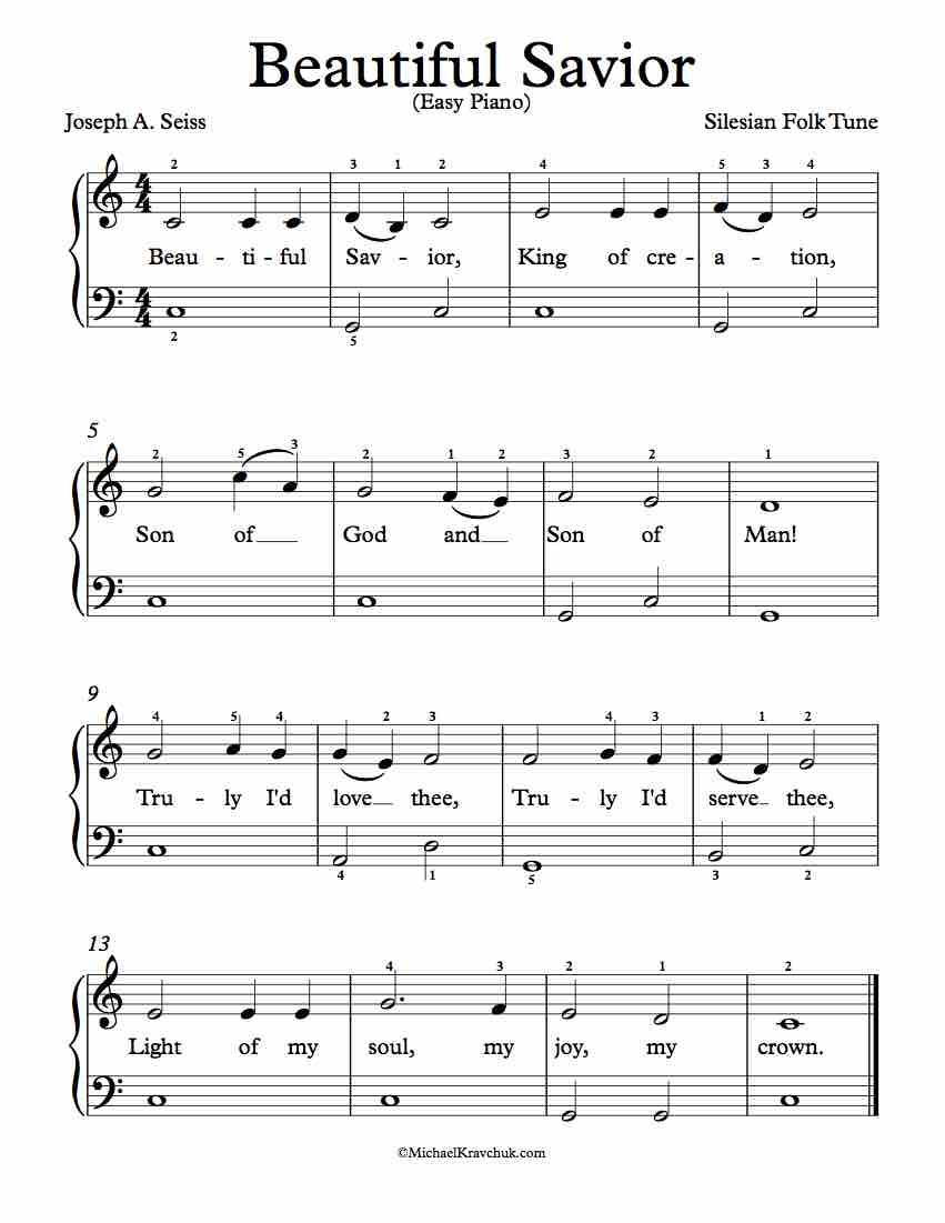 Easy/Beginner Piano Arrangement of Beautiful Savior