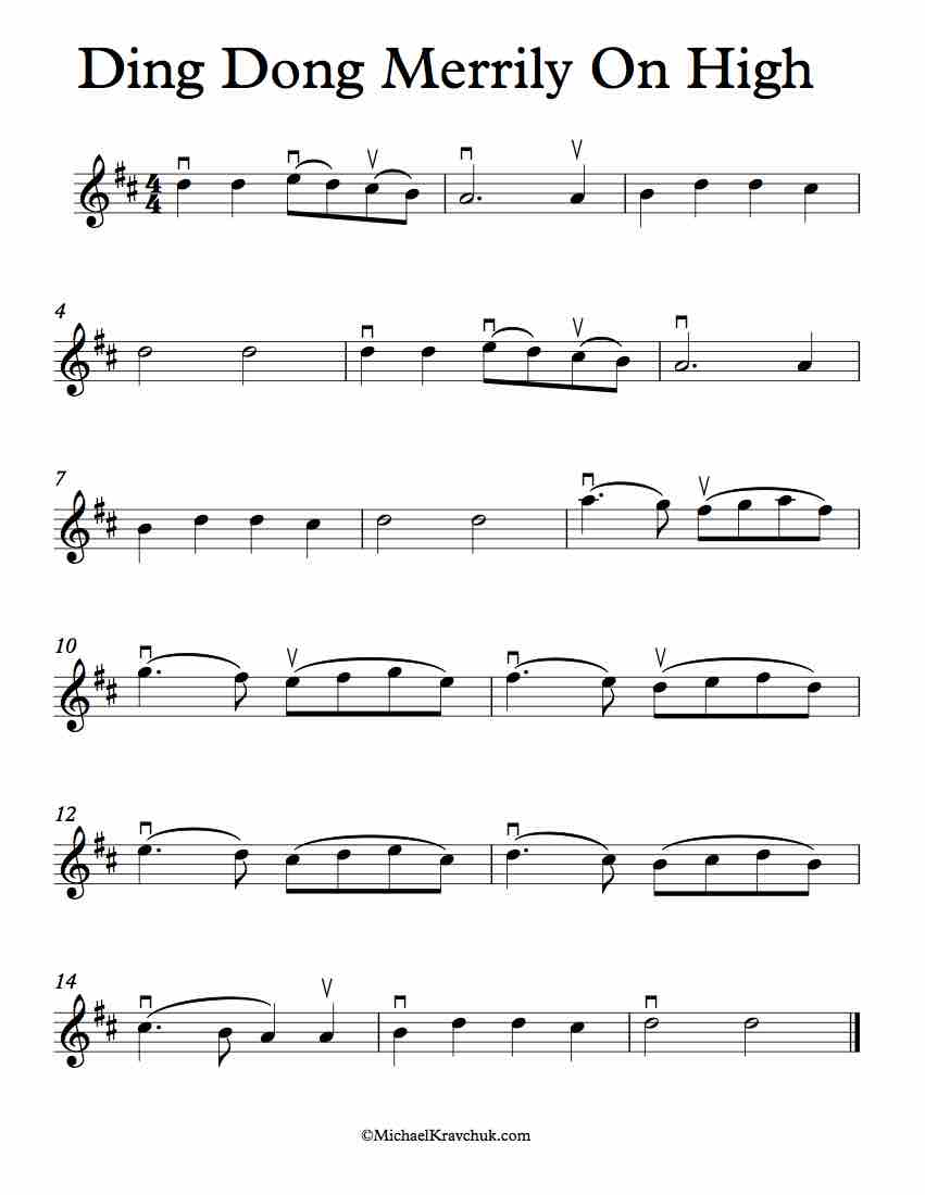 Free Violin Sheet Music - Ding Dong Merrily On High