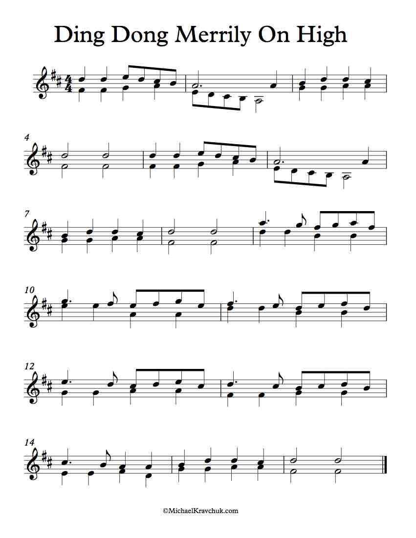 Free Violin Duet Sheet Music - Ding Dong Merrily On High