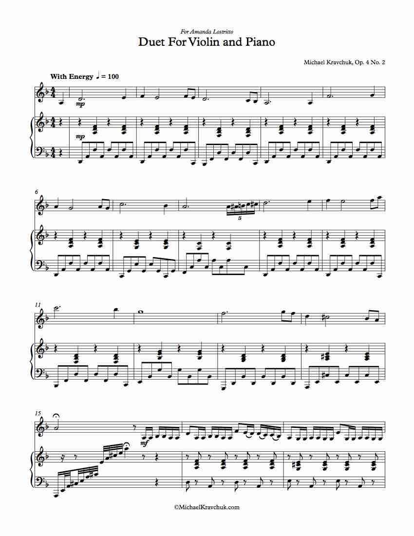 Free Sheet Music - Duet for Violin and Piano Op.4 No.2