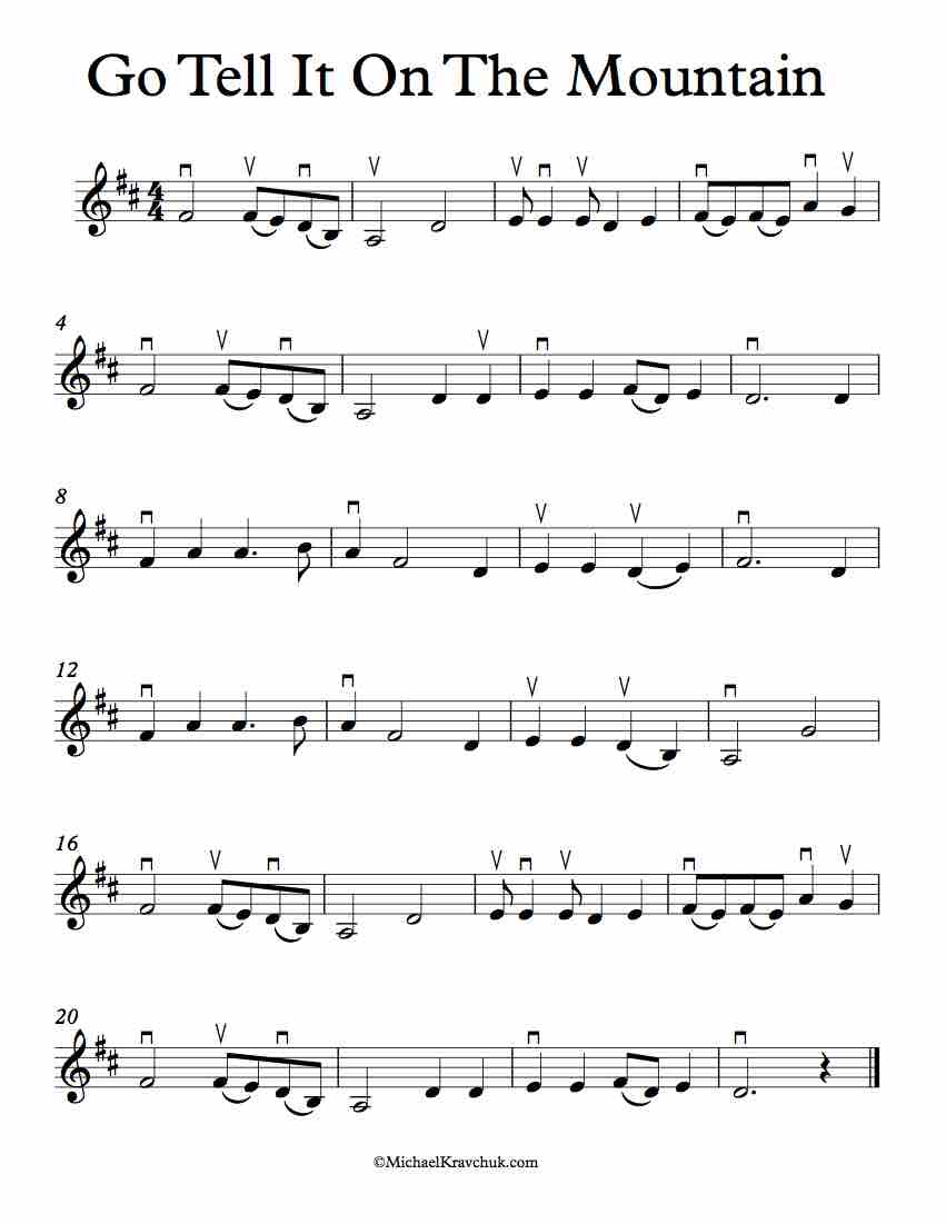 Free Violin Sheet Music - Go Tell It On The Mountain