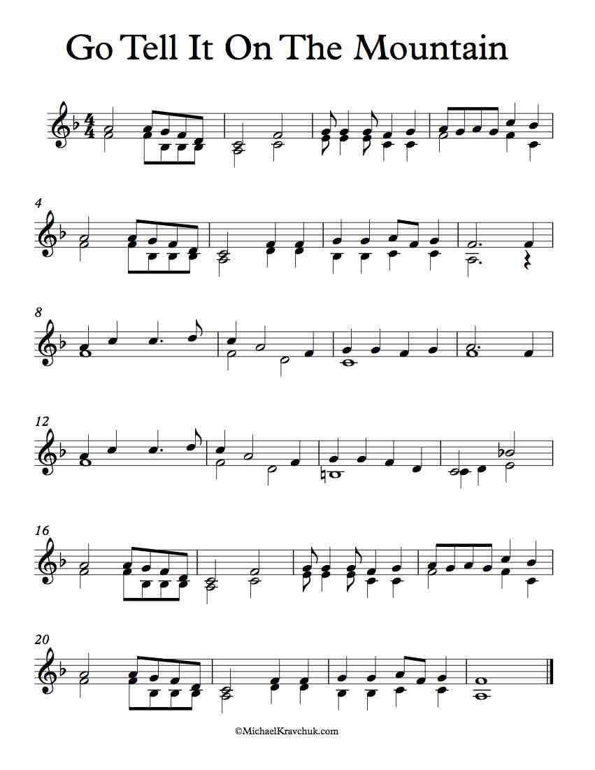 Free Violin Duet Sheet Music - Go Tell It On The Mountain