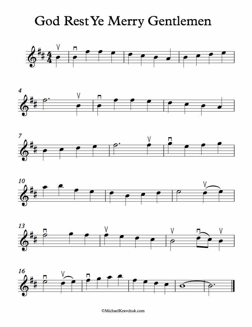Free Violin Sheet Music - God Rest You Merry Gentlemen