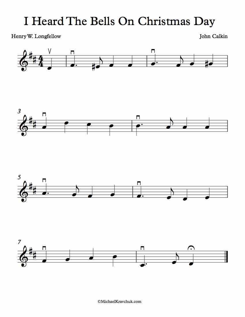Free Violin Sheet Music - I Heard The Bells On Christmas Day
