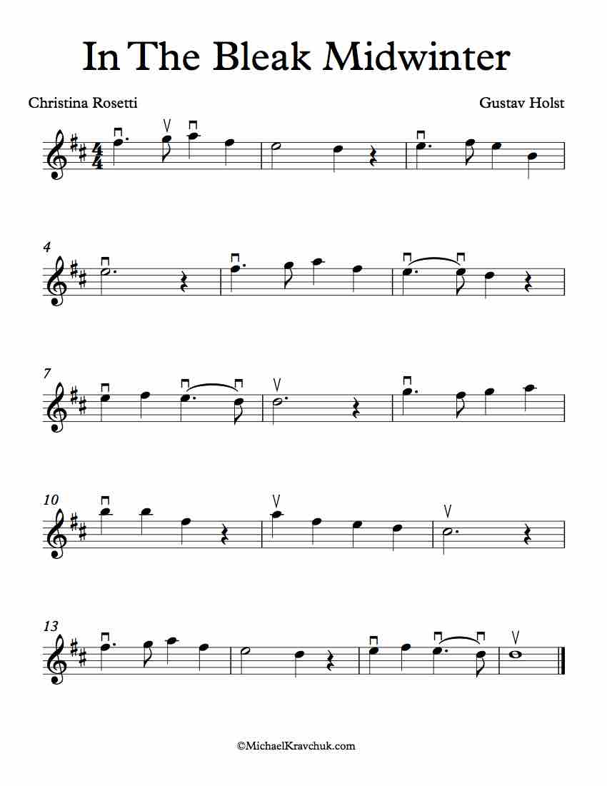 Free Violin Sheet Music - In The Bleak Midwinter