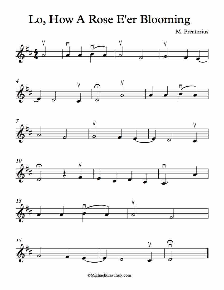 Free Violin Sheet Music - Lo, How A Rose E'er Blooming