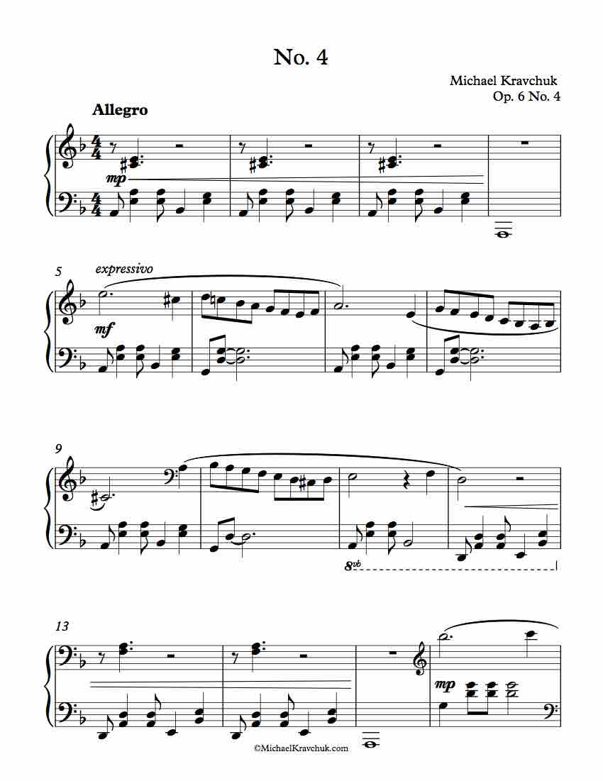6 Short Piano Pieces Op. 6 No. 4 – By Michael Kravchuk
