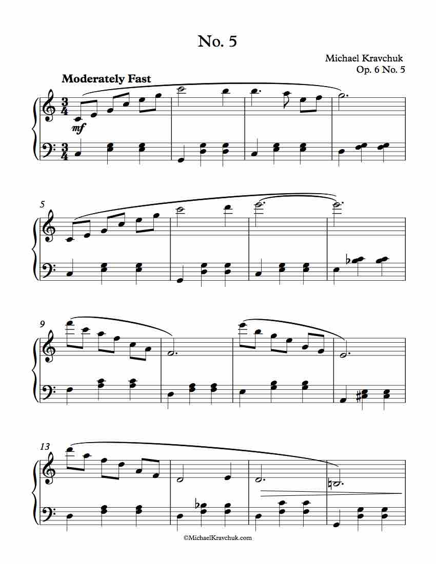 6 Short Piano Pieces Op. 6 No. 5 – By Michael Kravchuk