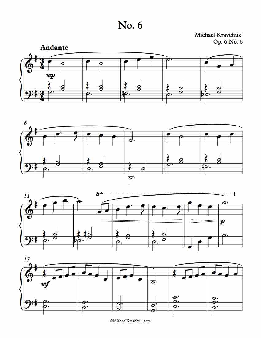 6 Short Piano Pieces Op. 6 No. 6 – By Michael Kravchuk