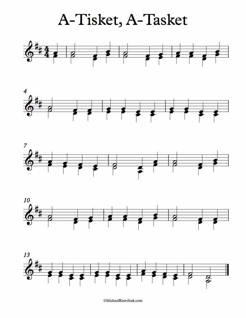Free Violin Duet Sheet Music - A-Tisket, A-Tasket