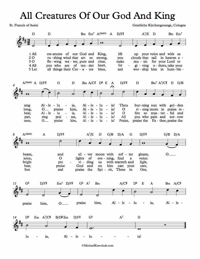 Free Lead Sheet - All Creatures Of Our God And King