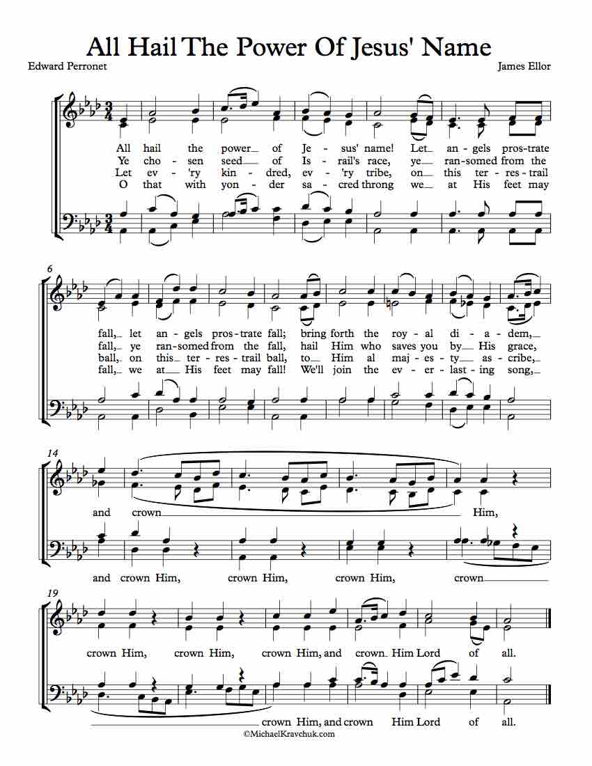 Free Choir Sheet Music - All Hail The Power Of Jesus' Name (Diadem)