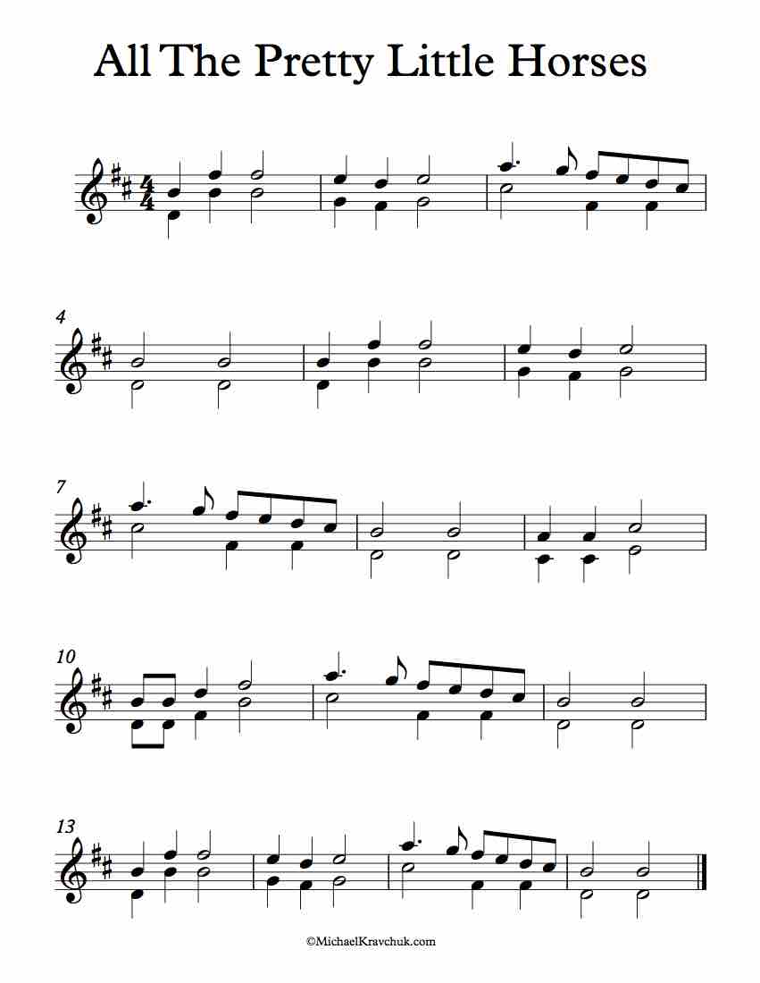 Free Violin Duet Sheet Music - All The Pretty Little Horses