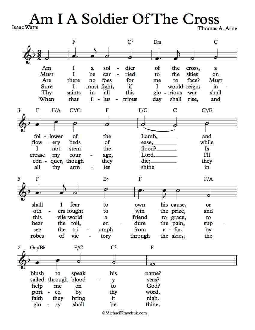 Free Lead Sheet - Am I A Soldier Of The Cross