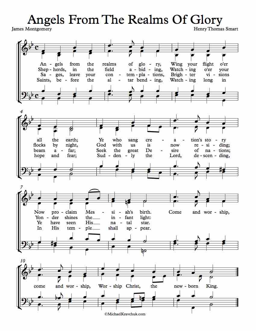 Free Choir Sheet Music - Angels From The Realms Of Glory