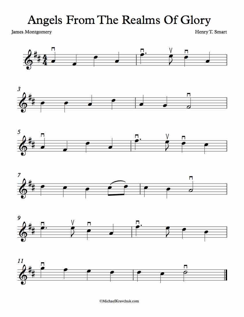 Free Violin Sheet Music - Angels From The Realms Of Glory