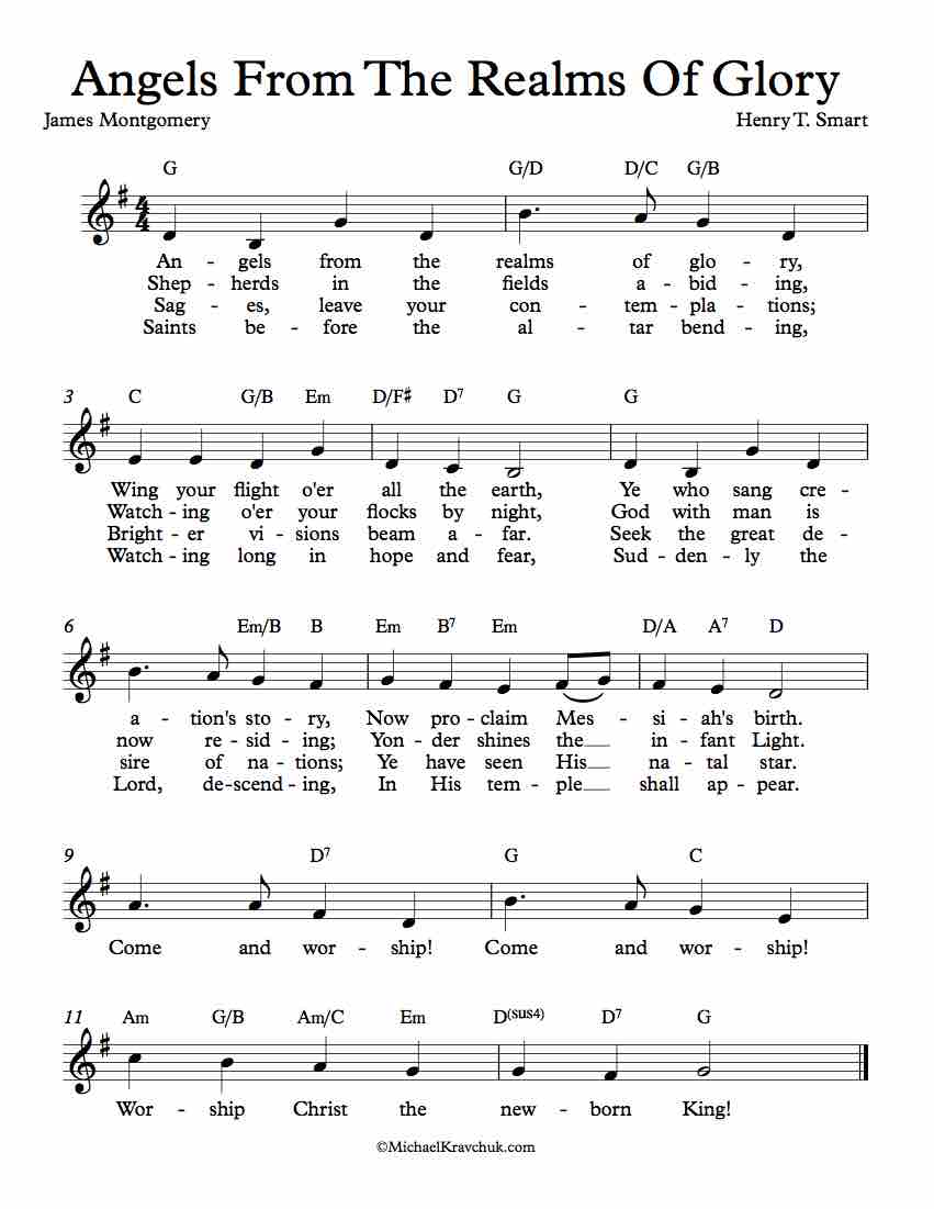 Free Lead Sheet - Angels From The Realms Of Glory