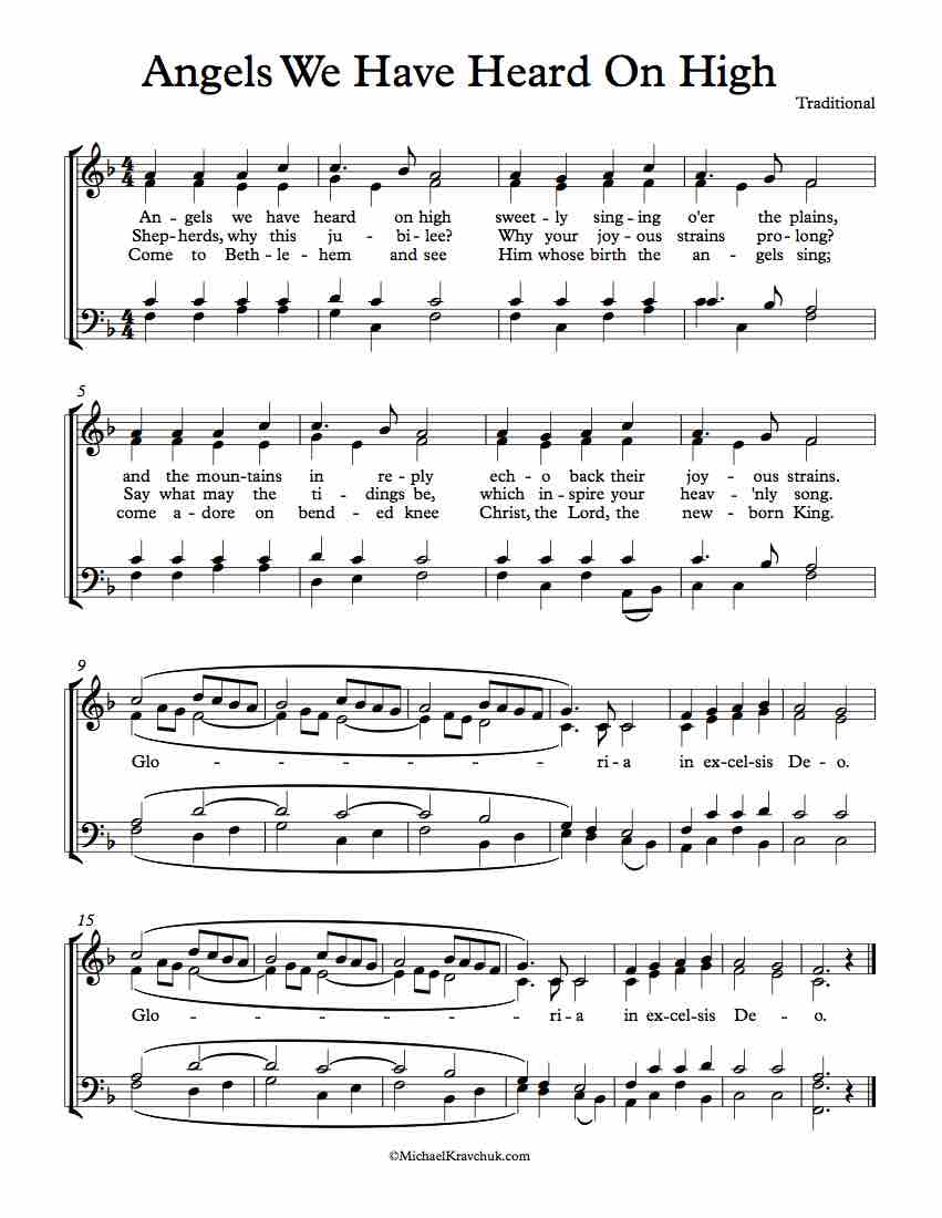 SATB Separate Voice Parts – Angels We Have Heard On High