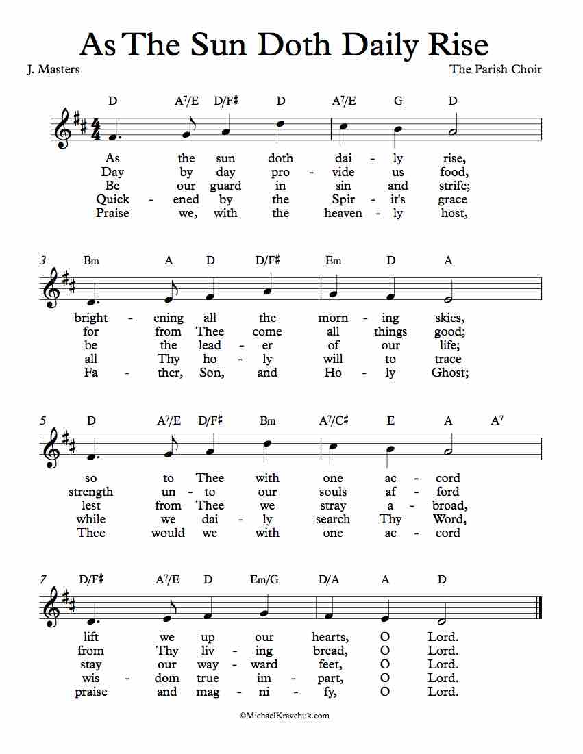 Free Lead Sheet - As The Sun Doth Daily Rise