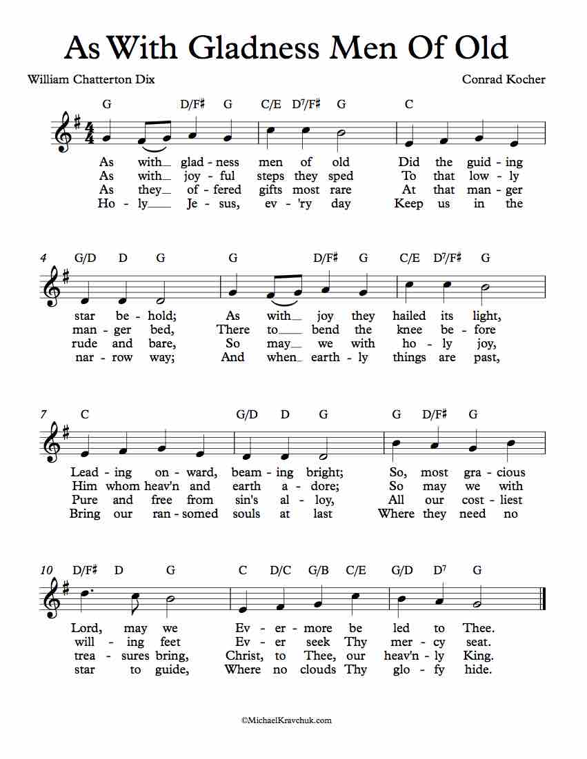 Free Lead Sheet - As With Gladness Men Of Old