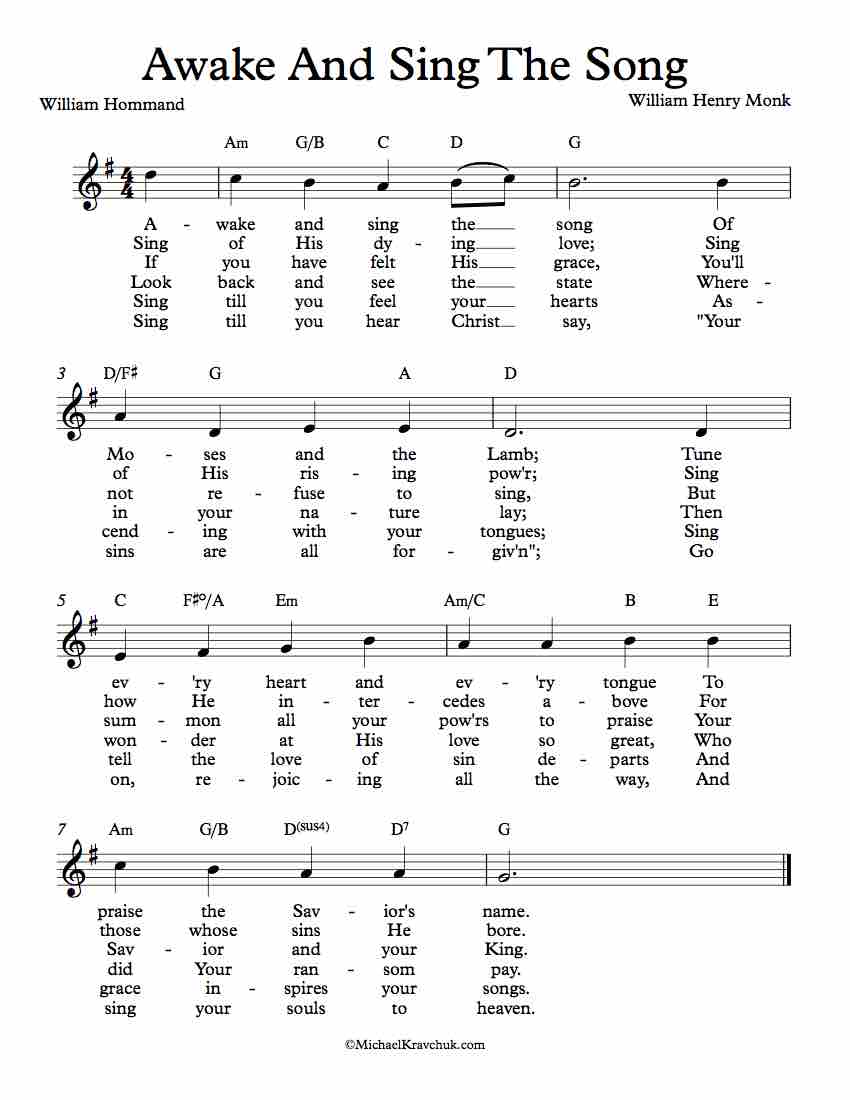 Free Lead Sheet - Awake And Sing The Song