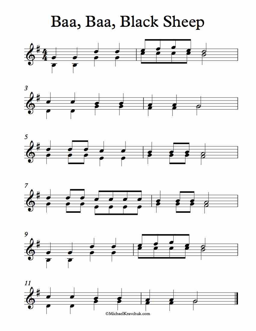 Free Violin Duet Sheet Music – Baa, Baa, Black Sheep